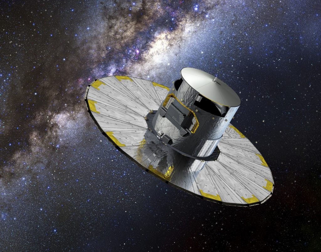 An artists impression of the Gaia satellite in space