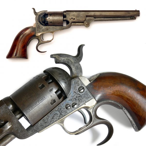 Two views of a Colt revolver, a gun which represents a revolution in manufacturing and the birth of the machine age.